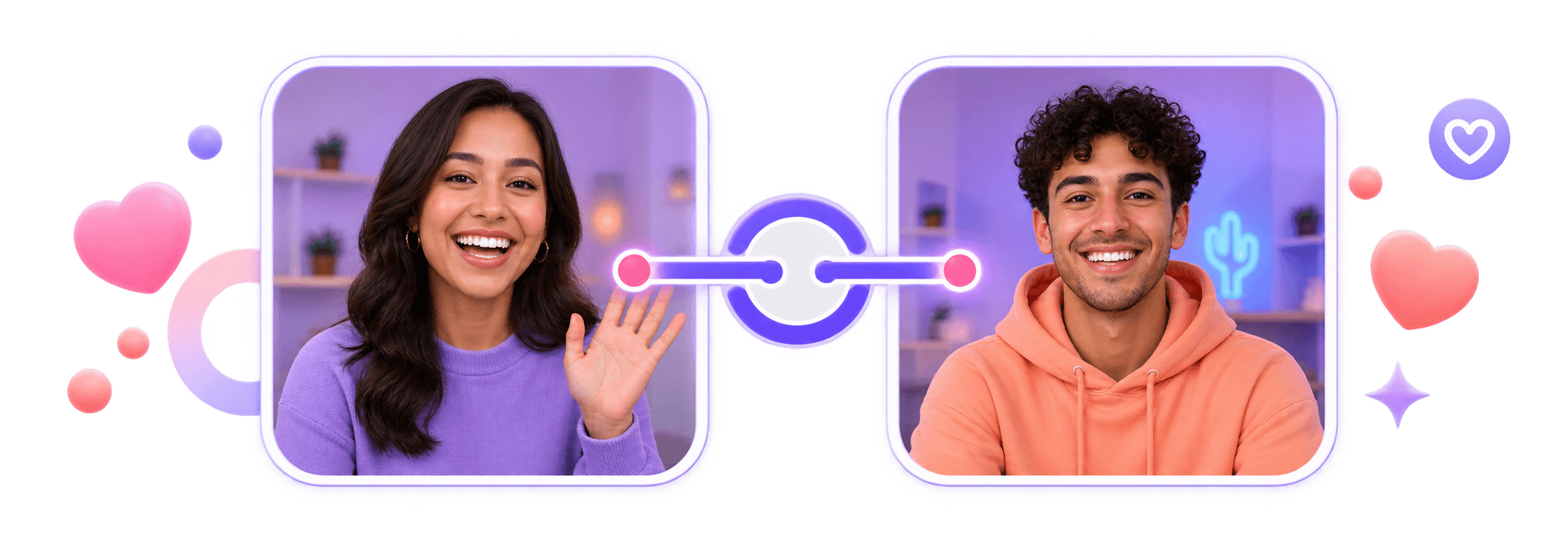 Two people smiling at each other across a video call