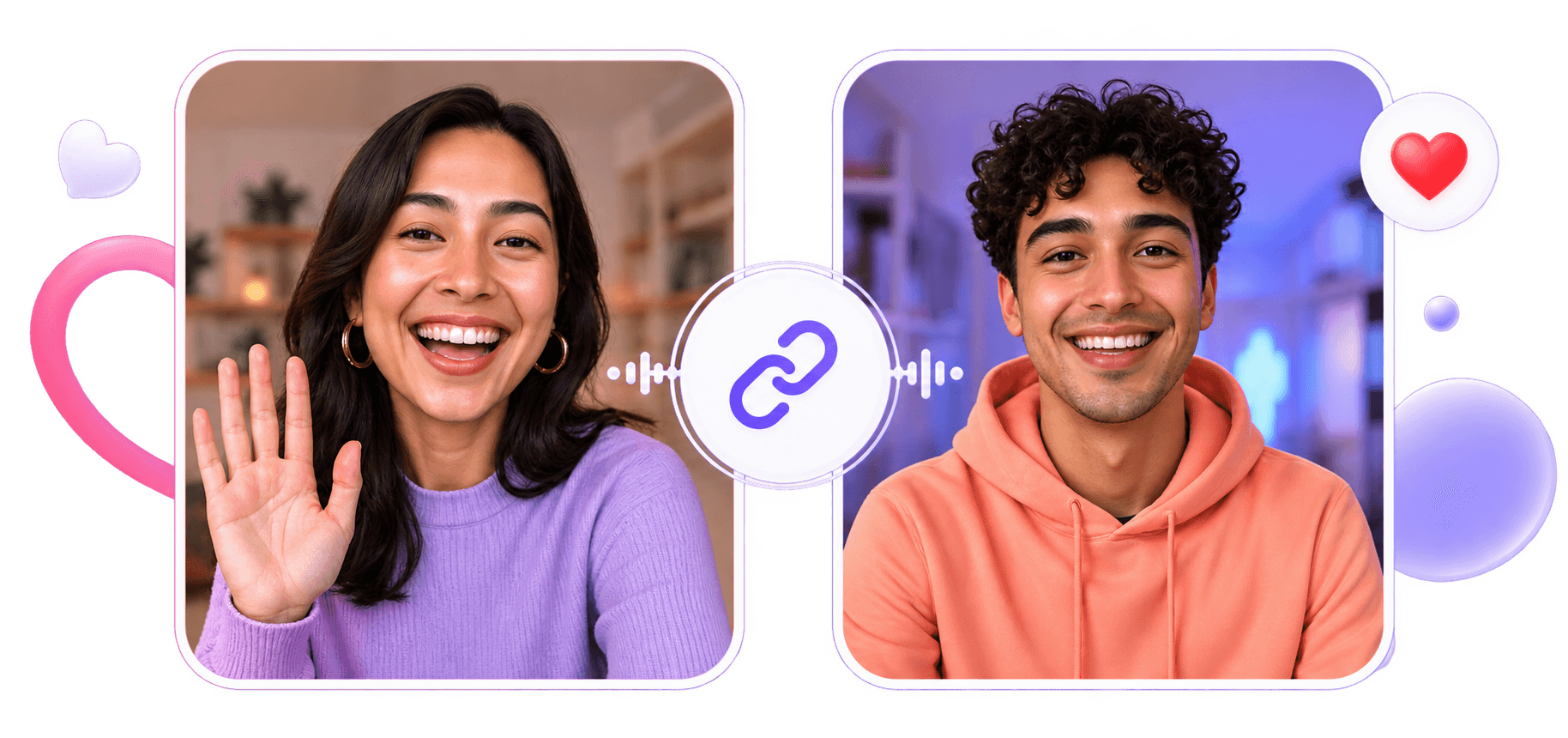 Two people laughing at each other across a video call